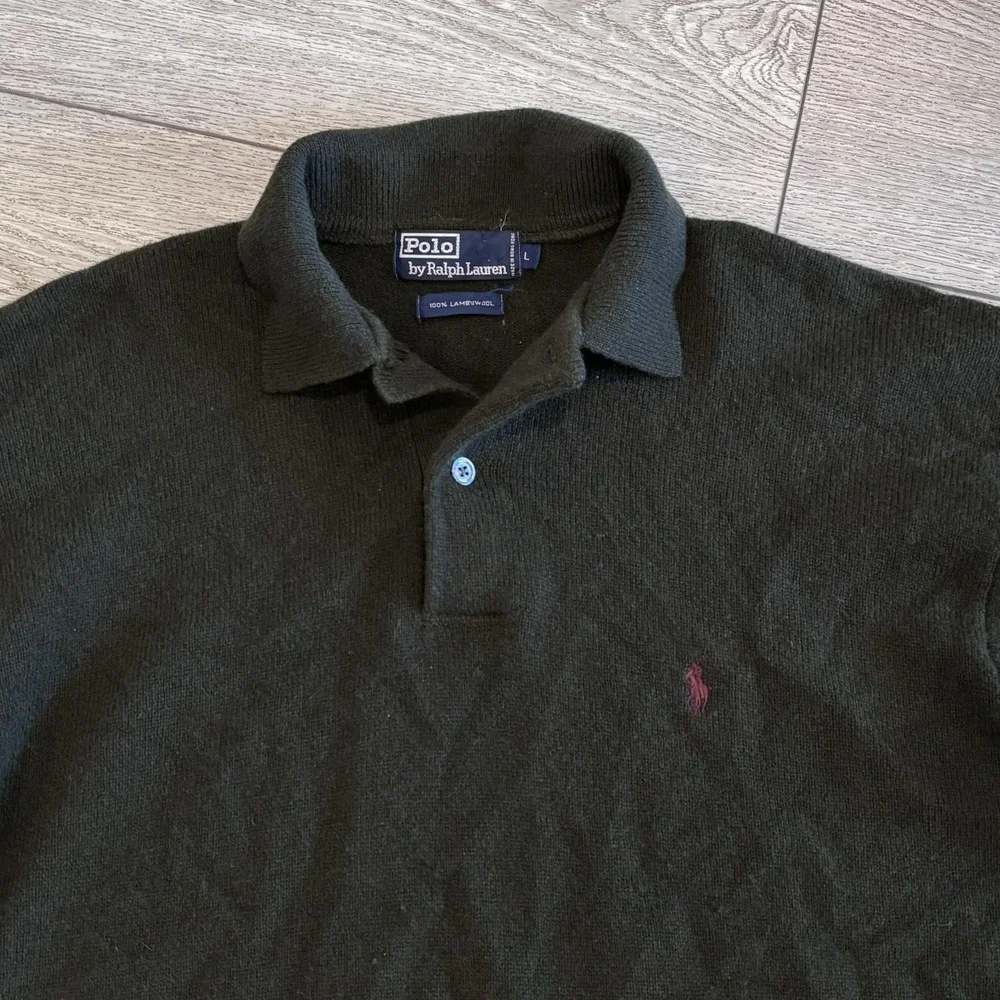 Vintage Polo Ralph Lauren Golf Sweater Mens‎ Large Green Pony Lambswool Preppy